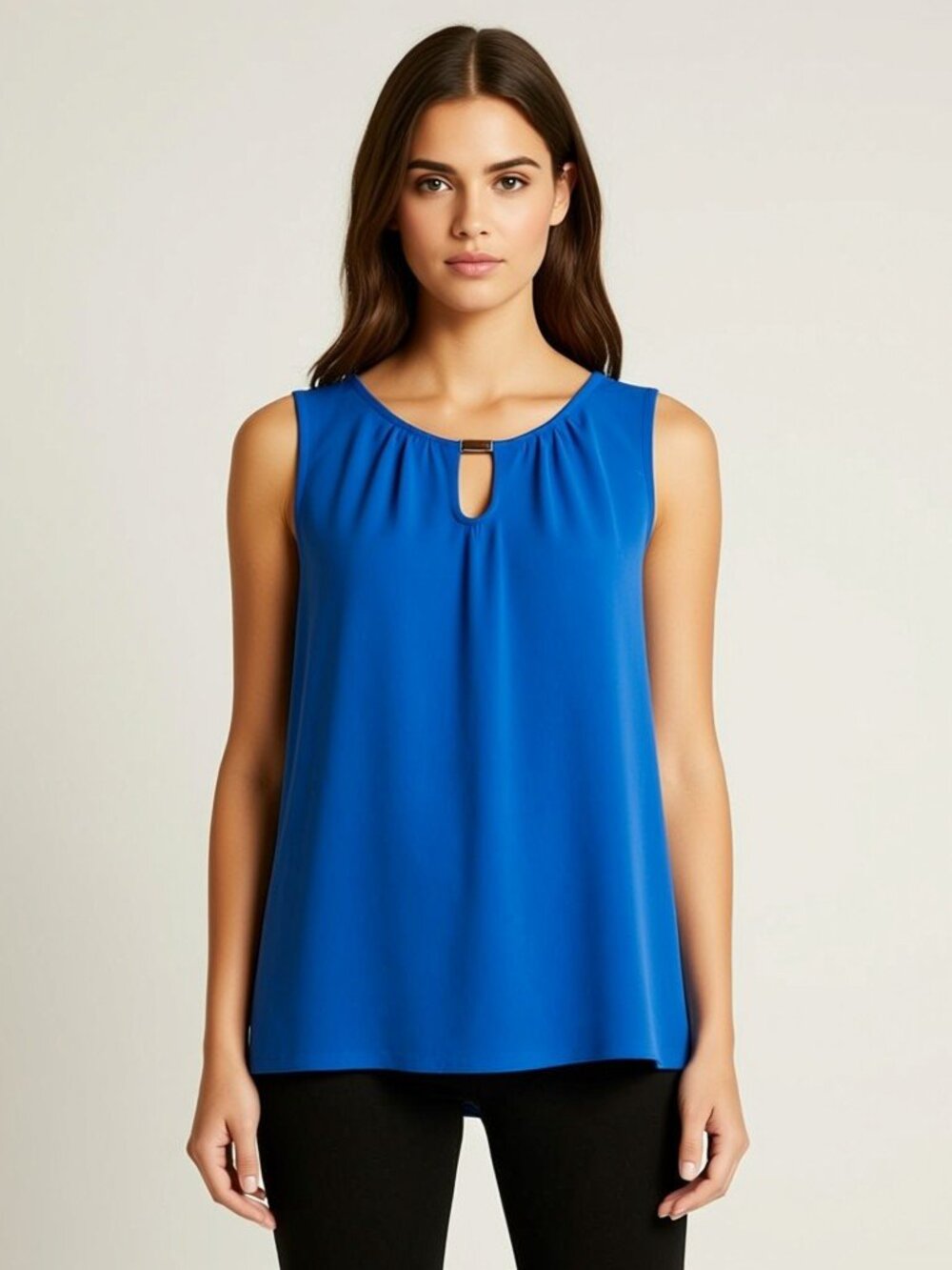 Effortless Keyhole Blouse Royal Blue - Size Sm by New York & Company